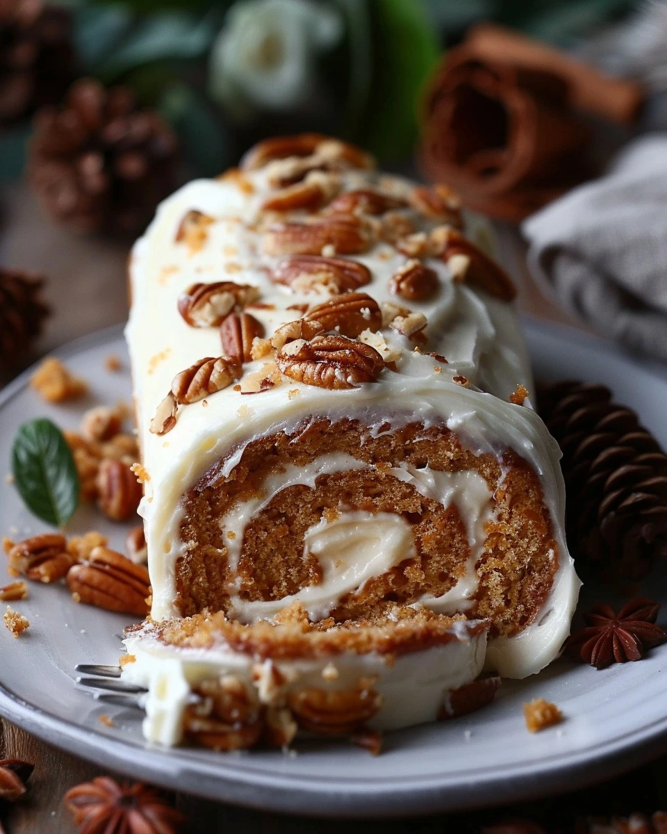 Carrot Cake Roll with Cream Cheese Frosting Filling Recipe