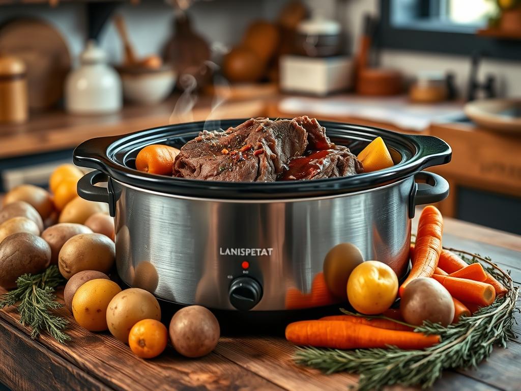 Easy Crockpot Roast with Potatoes and Carrots