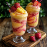 Pineapple Strawberry Swirled Slushies