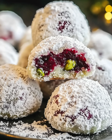 Cranberry Pistachio Snowball Cookies