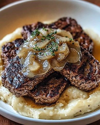 Hamburger Steak with Onion Gravy Recipe