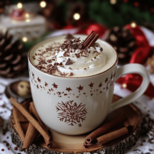 Chocolat blanc chaud à la canne de Noël en mijoteuse, boisson festive, recette facile, chocolat chaud crémeux, saveurs de Noël, garniture