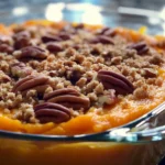 Southern Sweet Potato Casserole, Sweet Potato Casserole Recipe, Holiday Side Dish, Thanksgiving Recipes, Christmas Side Dishes, Pecan Streusel Topping, Marshmallow Topping, Comfort Food, Easy Casserole Recipe, Classic Southern Recipes, Sweet Potato Recipes, Family Favorite Recipes, Holiday Comfort Food, Traditional Casserole, Fall Recipes.