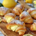 Zesty Lemon Cheesecake Crescent Rolls 🍋 Flaky, golden crescent rolls filled with creamy lemon cheesecake. Easy, sweet treat perfect for any occasion!