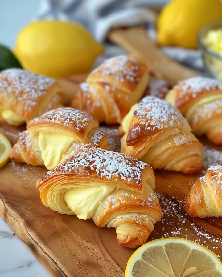 Zesty Lemon Cheesecake Crescent Rolls 🍋 Flaky, golden crescent rolls filled with creamy lemon cheesecake. Easy, sweet treat perfect for any occasion!