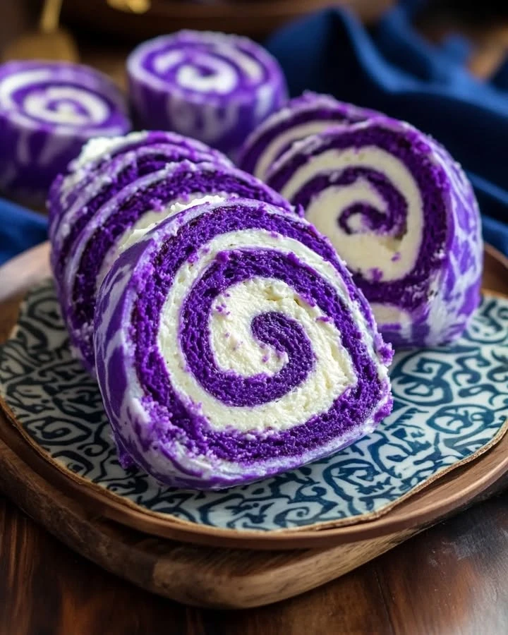 Ube Roll Cake, Ube Cake, Ube Dessert, Filipino Desserts, Roll Cake Recipe, Easy Cake Recipes, Soft Cake Recipes, Ube Recipes, Purple Yam Cake, Filipino Baking