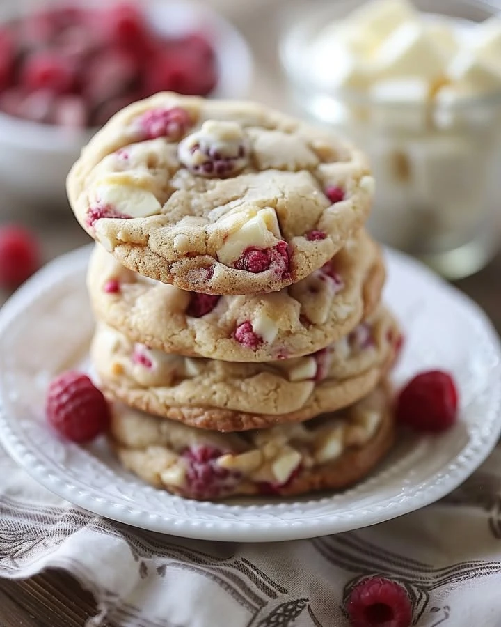 Gooey Raspberry White Chocolate Cookies Recipe