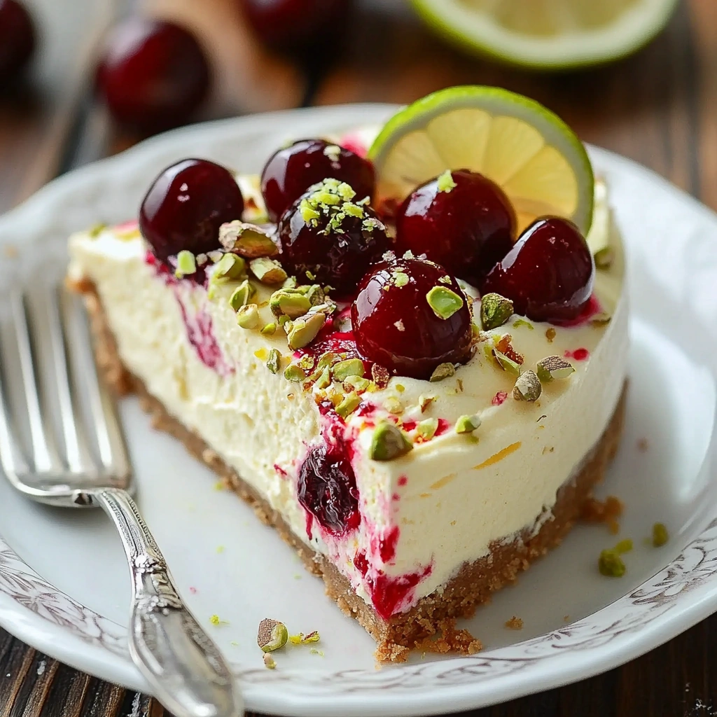 Lemon-Lime Cherry Pistachio Cheesecake Recipe