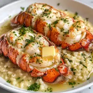 Butter Poached Lobster Tails with Risotto
