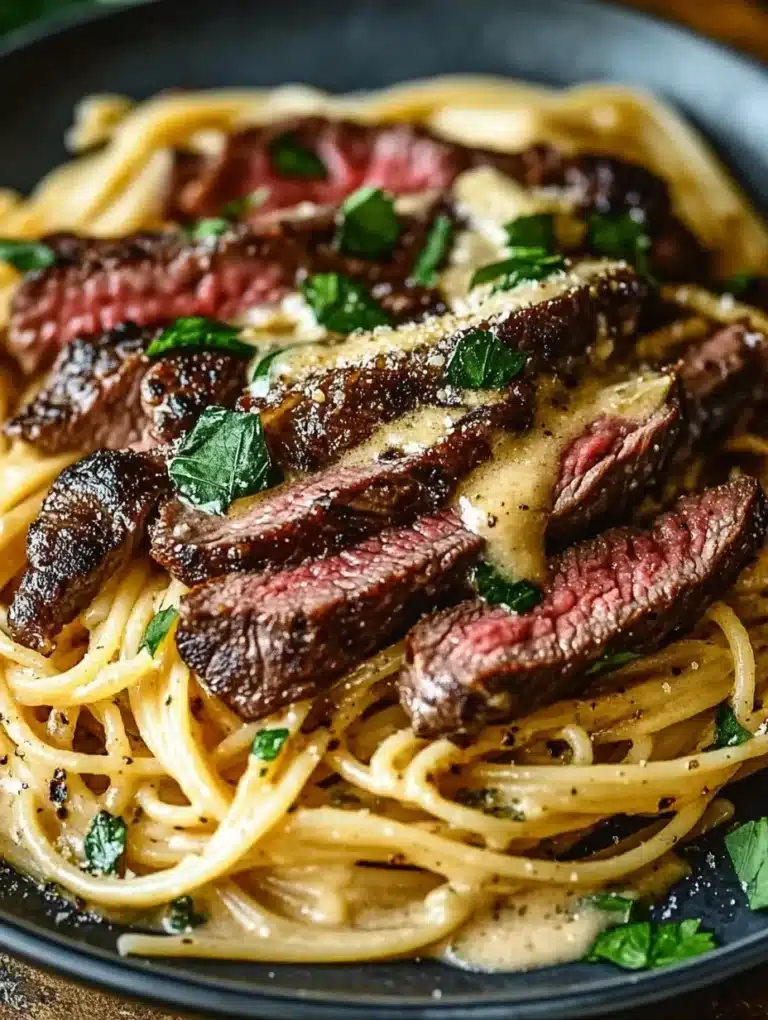 Creamy Garlic Steak Pasta