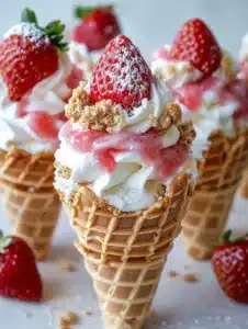 Strawberry Crunch Cheesecake Cones