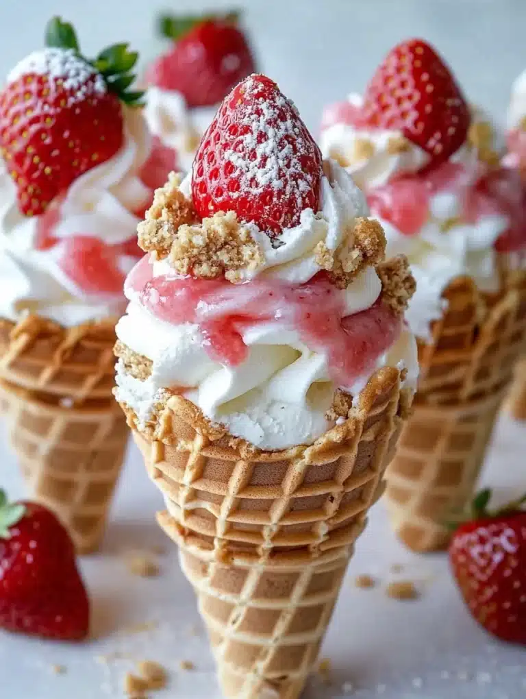 Strawberry Crunch Cheesecake Cones