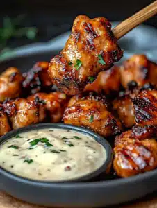 Grilled Chicken Bites with Creamy Garlic Sauce for the Busy Cook! 7 Grilled Chicken Bites with Creamy Garlic Sauce