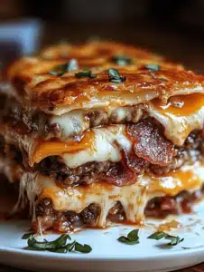 Irresistible Parmesan Garlic Bacon Cheeseburger Lasagna! 7 Parmesan Garlic Bacon Cheeseburger Lasagna