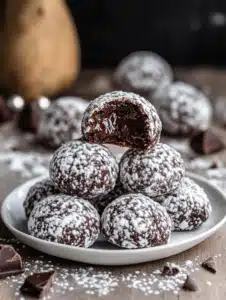 Chocolate Snowball Cookies with Melted Chocolate Centers