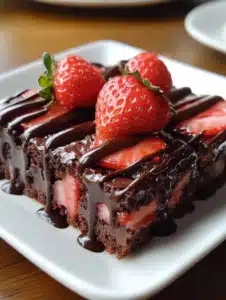 Brownies Strawberry Topping Chocolate Ganache