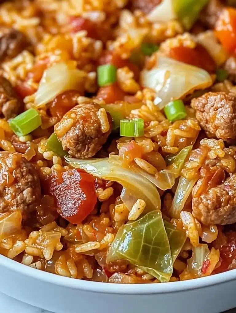 Delicious Cajun Cabbage Jambalaya with spices and vegetables