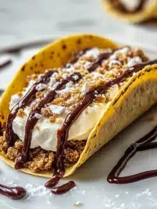 Cheesecake Cookie Dough Tacos 4 Delicious cheesecake cookie dough tacos filled with creamy cheesecake and cookie dough.