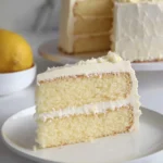 Slice of Italian Lemon Cream Cake from the Cheesecake Factory on a plate