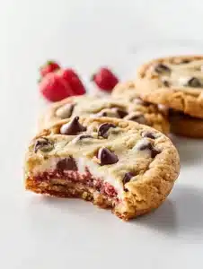 Plate of freshly baked chocolate chip cookies with chocolate chunks