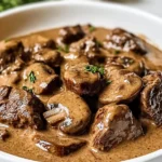 Creamy Crockpot Beef Tips & Mushrooms