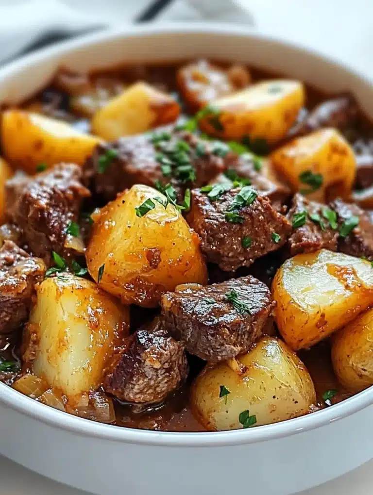 Crockpot Loaded Steak and Potato Bake with hearty ingredients