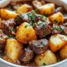 Crockpot Loaded Steak and Potato Bake with hearty ingredients