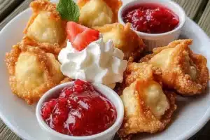 Deep-Fried Strawberry Cheesecake Stuffed Wonton Bites: A Sweet Treat You'll Adore