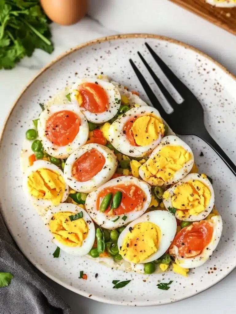 Delicious and creative egg recipe dish on a plate
