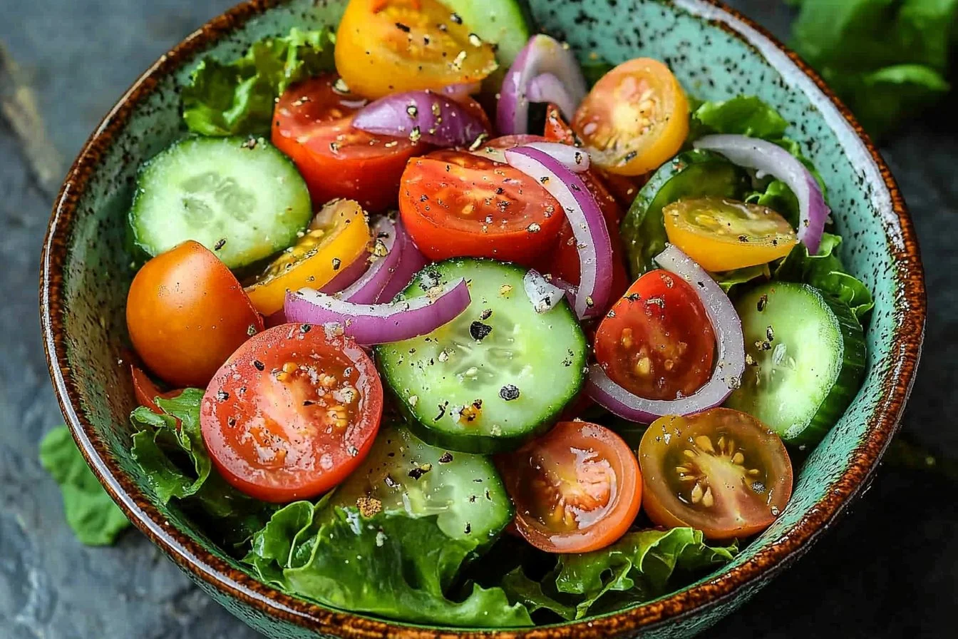Colorful garden salad with fresh vegetables in a bowl
