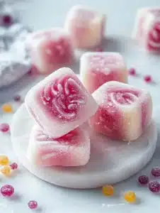 Homemade iced candy in various flavors on a wooden table.
