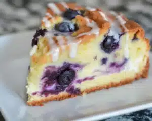 Blueberry Cream Cheese Crumb Cake with fresh blueberries and crumb topping