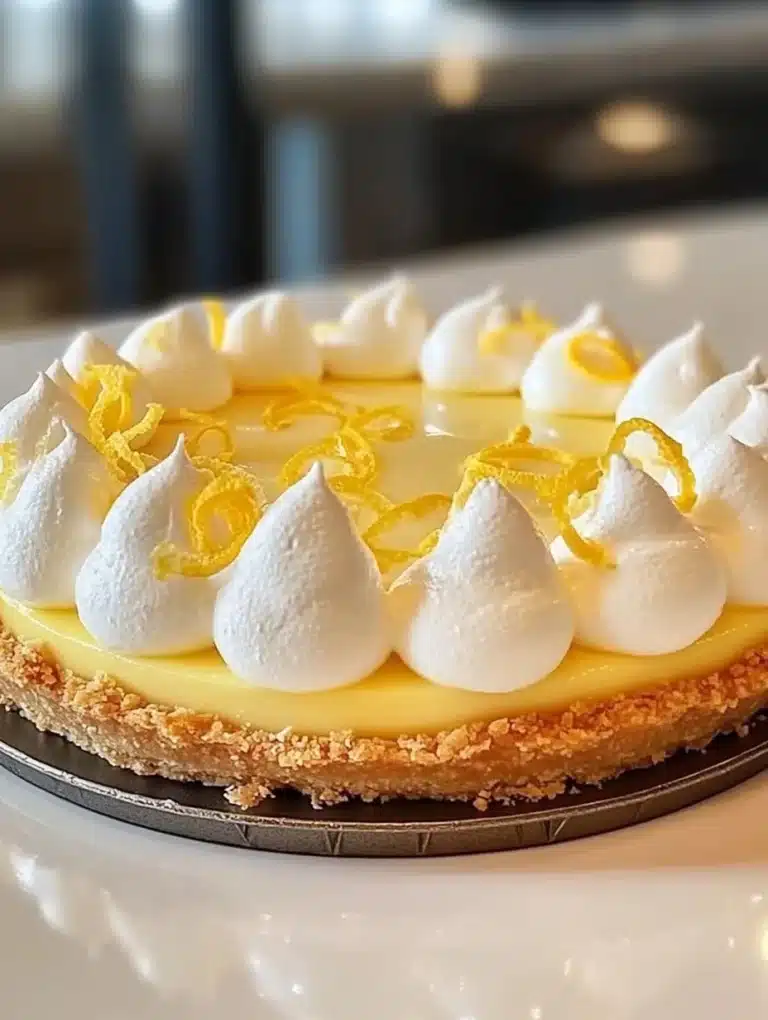 Delicious homemade lemon cream cheese pie with a golden crust and fresh lemon zest.