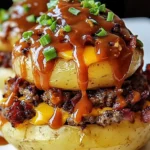 Loaded BBQ Bacon Cheeseburger Potato Volcanos