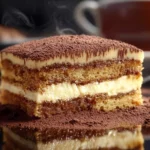 Delicious original tiramisu dessert with layers of coffee and mascarpone cream