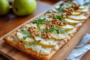 Pear Gorgonzola and Walnut Flatbread
