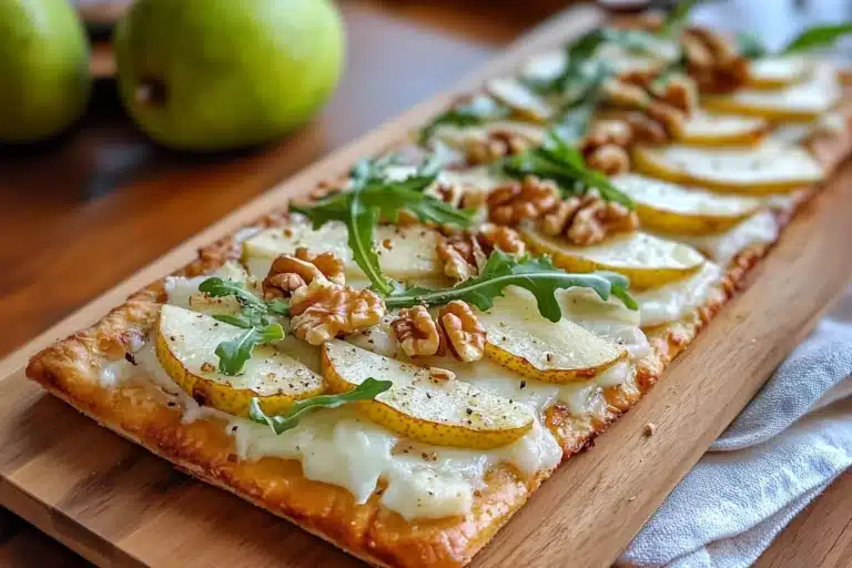 Pear Gorgonzola and Walnut Flatbread