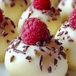 Raspberry Cheesecake Balls dessert with creamy filling and fresh raspberries