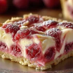 Delicious rhubarb custard bars topped with fresh rhubarb