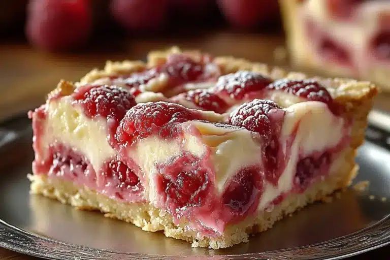 Delicious rhubarb custard bars topped with fresh rhubarb