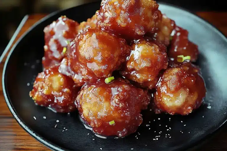 Freshly cooked rhubarb fritters served on a plate with powdered sugar