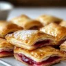 Freshly baked Rhubarb Puff-Tart pockets with flaky pastry crust