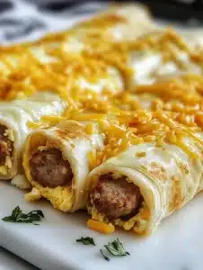 Sausage Egg and Cheese Breakfast Roll Ups