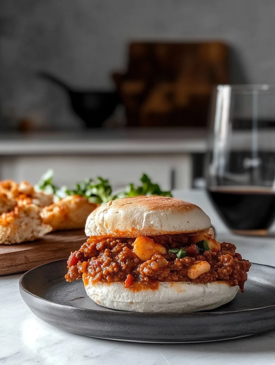 Plate of homemade Sloppy Joes with flavorful ground beef and sauce