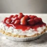 Strawberry Cool Whip Pie topped with fresh strawberries and whipped cream
