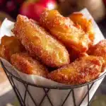 Air Fryer Cinnamon Apple Wedges served in a bowl, sprinkled with cinnamon.