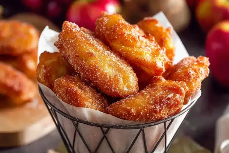Air Fryer Cinnamon Apple Wedges served in a bowl, sprinkled with cinnamon.