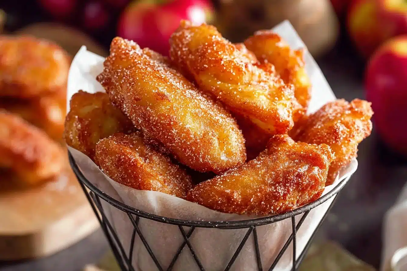 Air Fryer Cinnamon Apple Wedges served in a bowl, sprinkled with cinnamon.