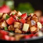 Balsamic Strawberry Chicken Salad with fresh greens and juicy strawberries