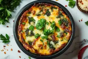 Creamy Beef Stroganoff served with pasta and garnished with parsley on a plate.